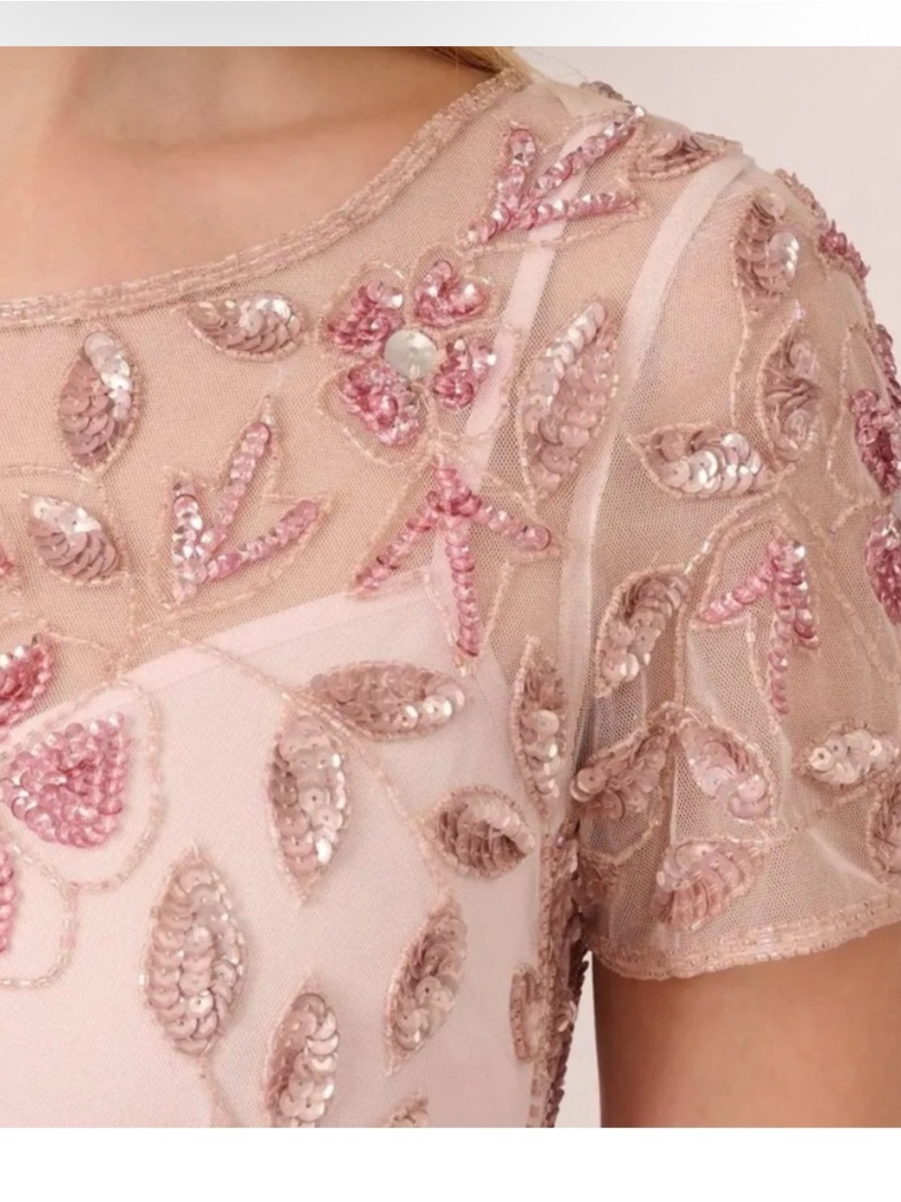 Adrianna Papell Blush Pink Beaded Gown Size 16 NWT Formal Evening Dress MOB GALA - Picture 4 of 16